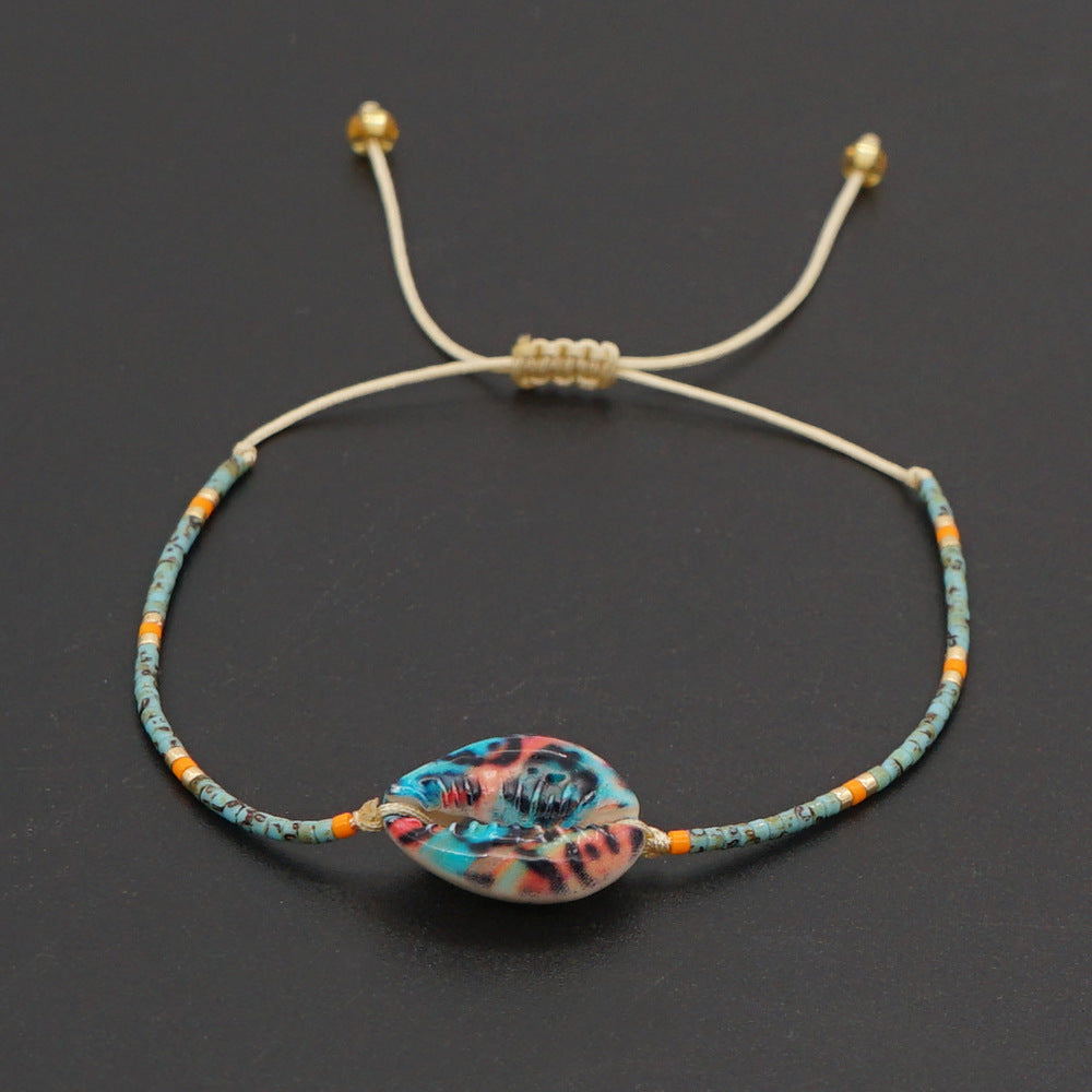 Wholesale Glass Rice Beads Woven Natural Shell Eyes Bracelet